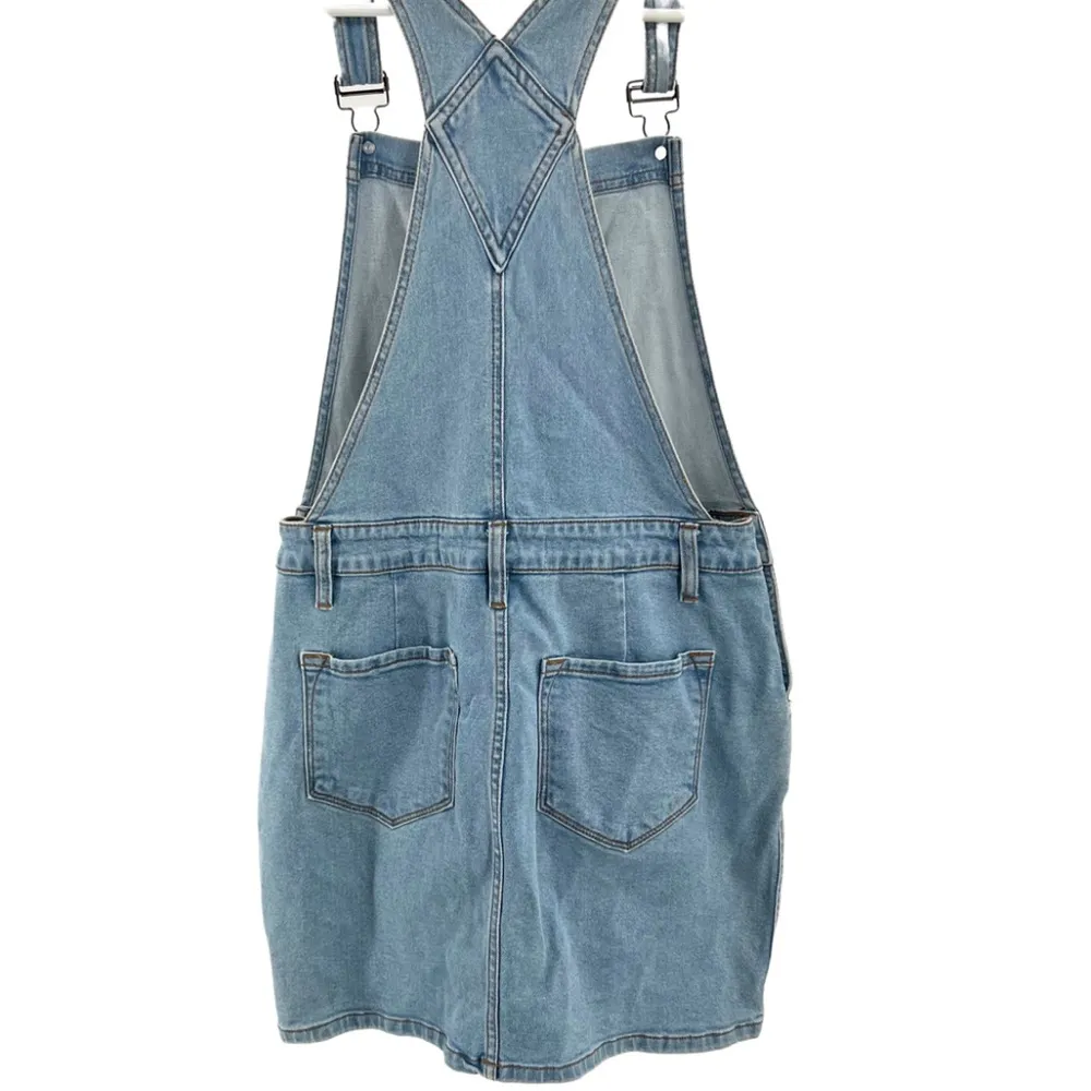 Vivi mini skirt overalls Kancan M light wash casual preppy denim blue one piece Size M - Image 3