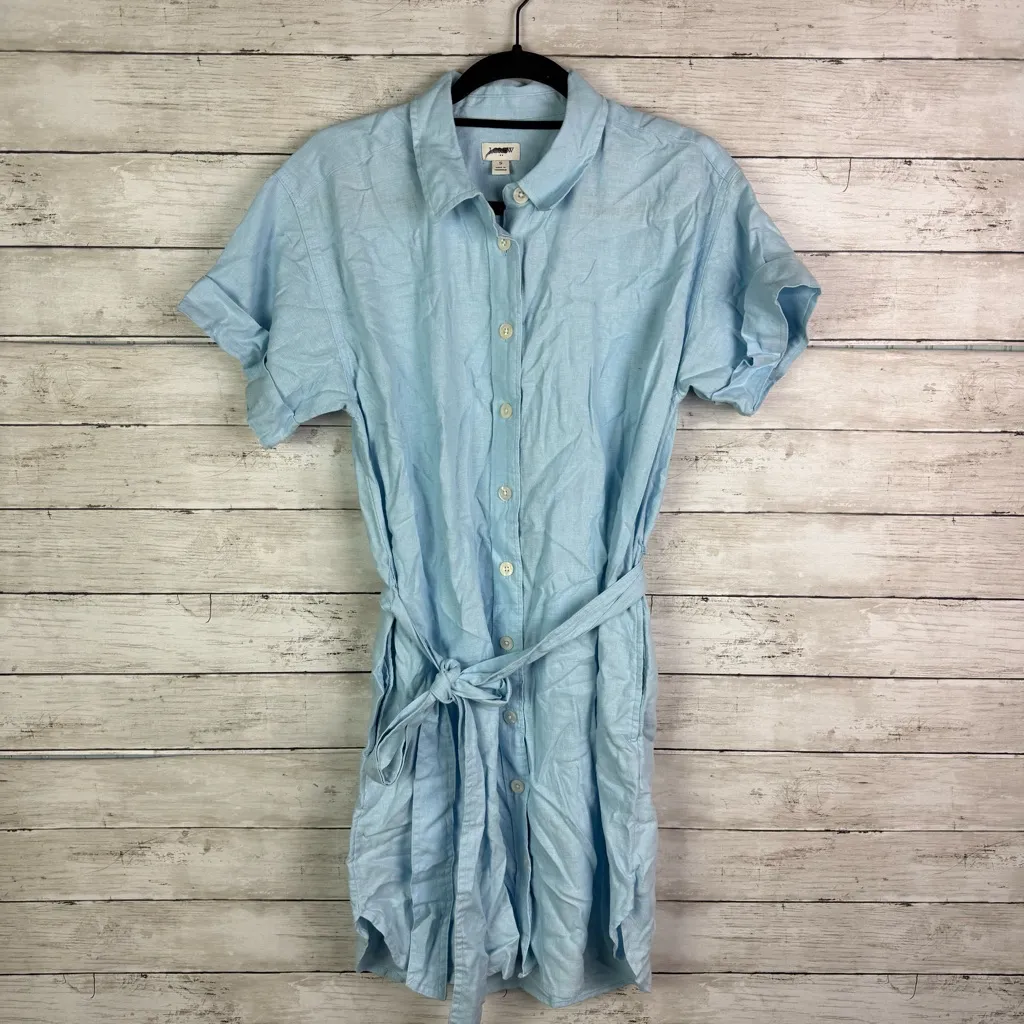 J Crew Factory Linen Blend Shirt Dress Size Small - Image 3