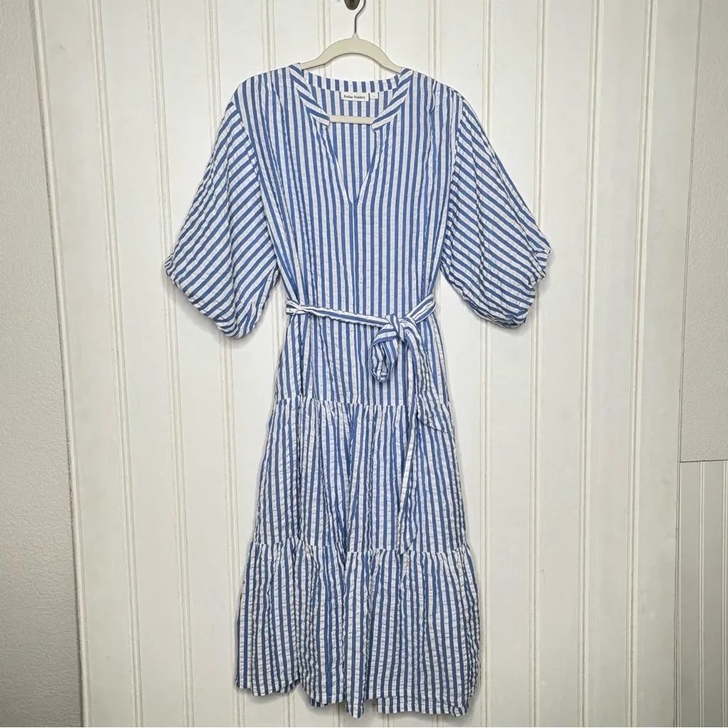 Roller Rabbit Lur Valonia Dress - blue and white stripes Sz L 318 - Image 3