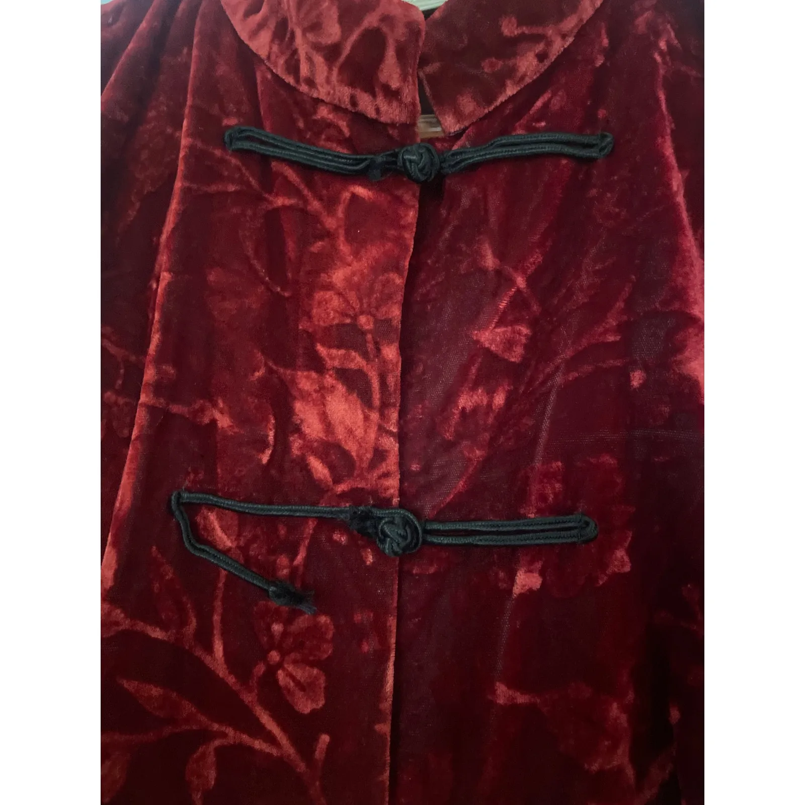 Vintage 90's VICTORIA'S SECRET Collection Velvet Burnout Cheongsam Dress GOTH L - Image 7