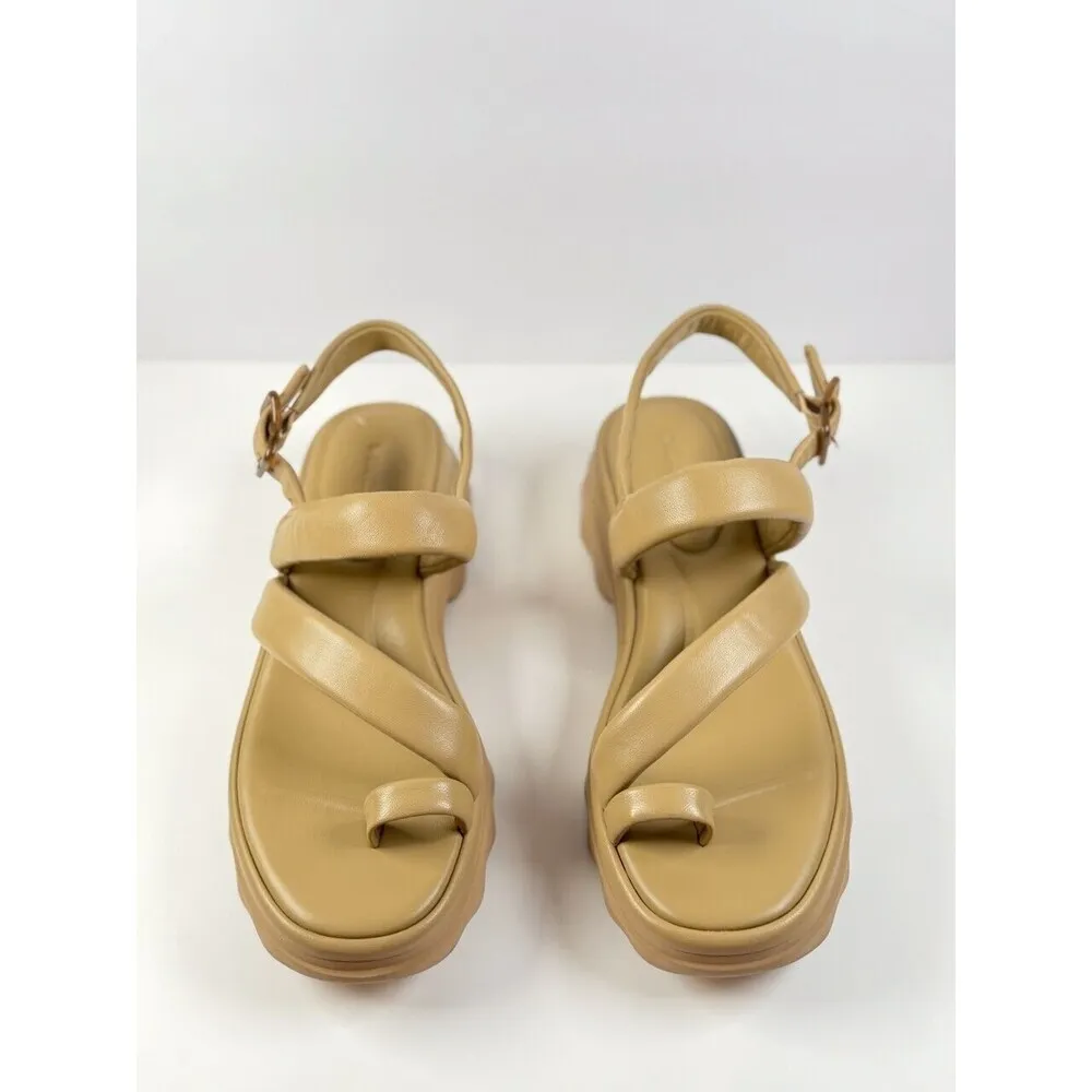 Vince Sandals Beige Santa Cruz Leather Slingback Strappy Platform Chunky US 9.5M - Image 3