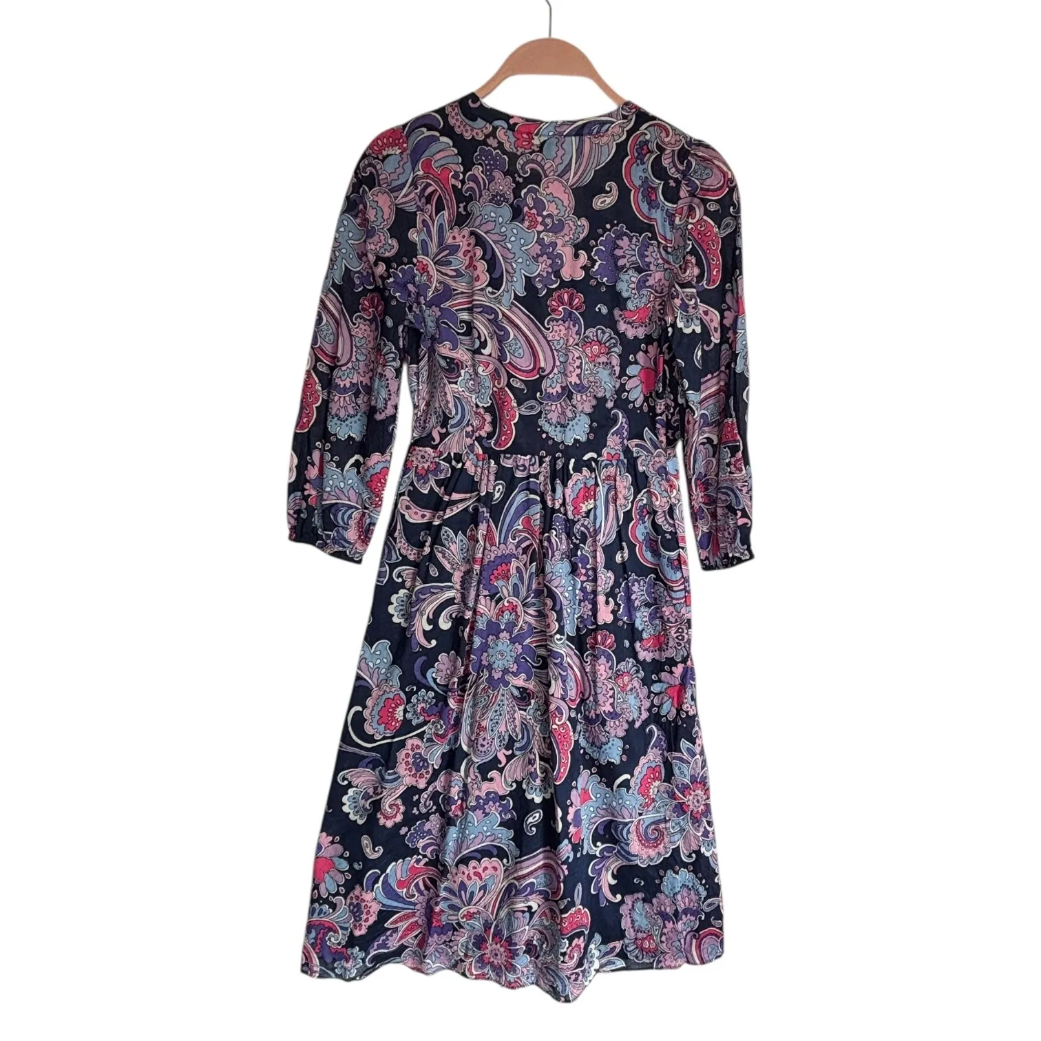 Talbots Voile Fit Flate Shirtdress Swirl Floral Paisley Button Front Midi Sz 0P - Image 10