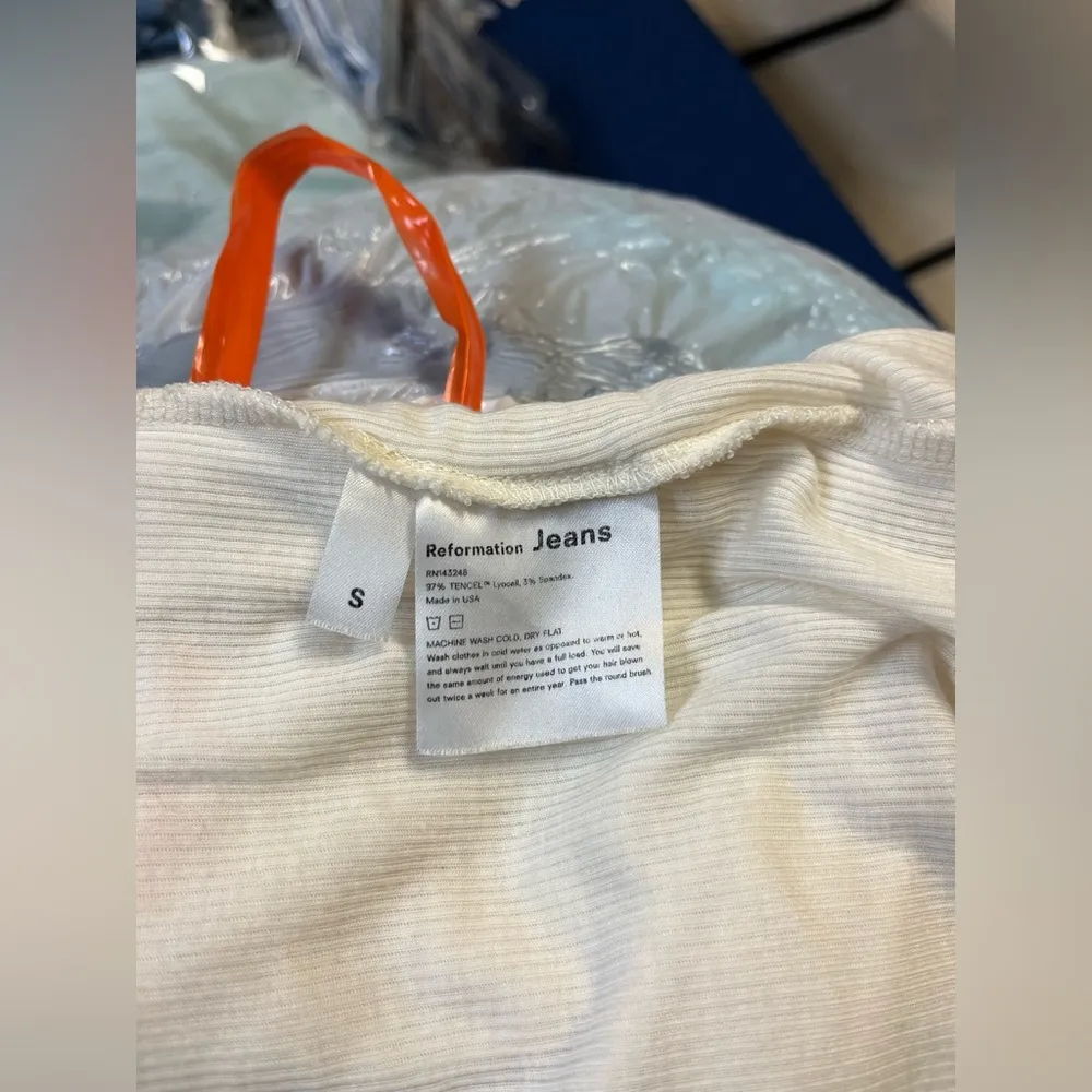 Reformation Davy Ribbed Long Sleeve Knit Top Cream Size S - Image 5