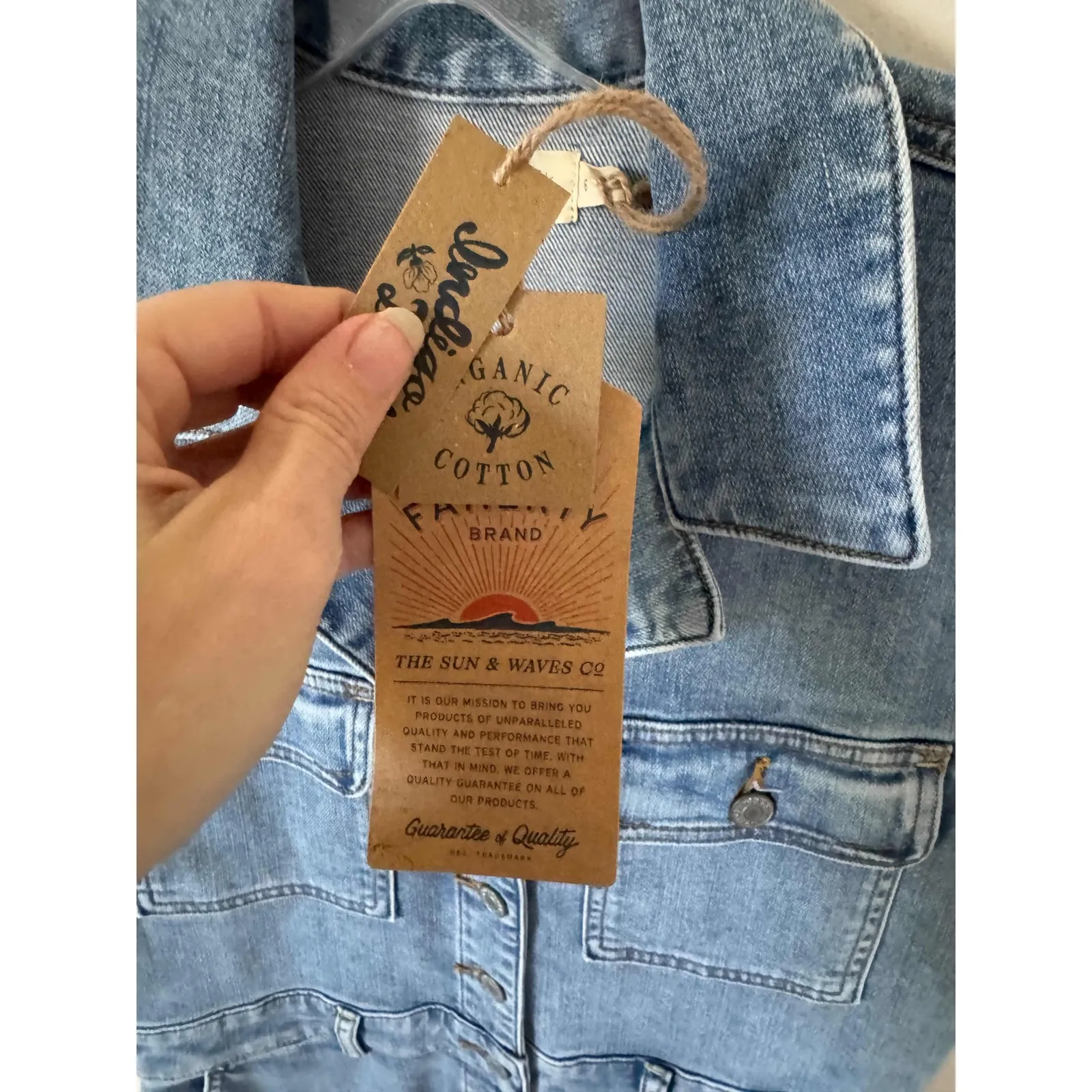 Faherty Denim Michelle Short Sleeve Jumpsuit Light Blue Wash Size 6 NEW - Image 9