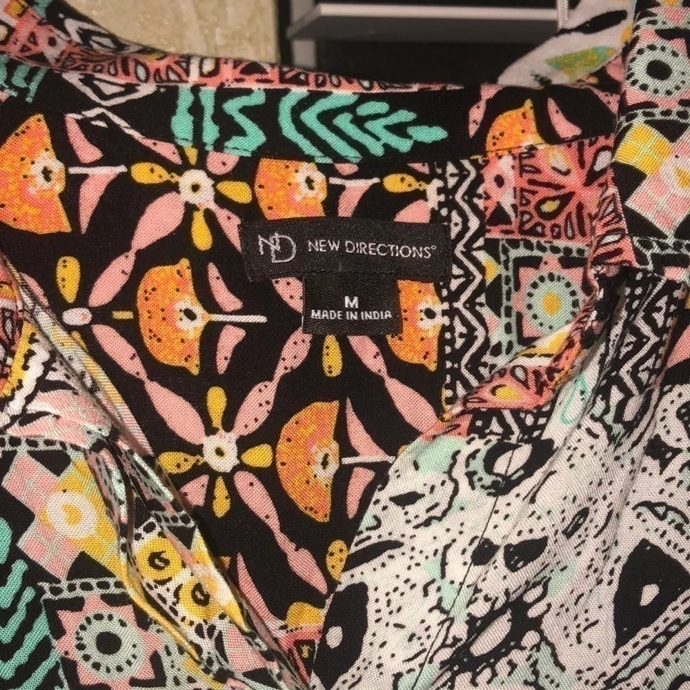 NEW Directions NWOT Tribal Print Tunic India boho festival art Orange Size M - Image 2