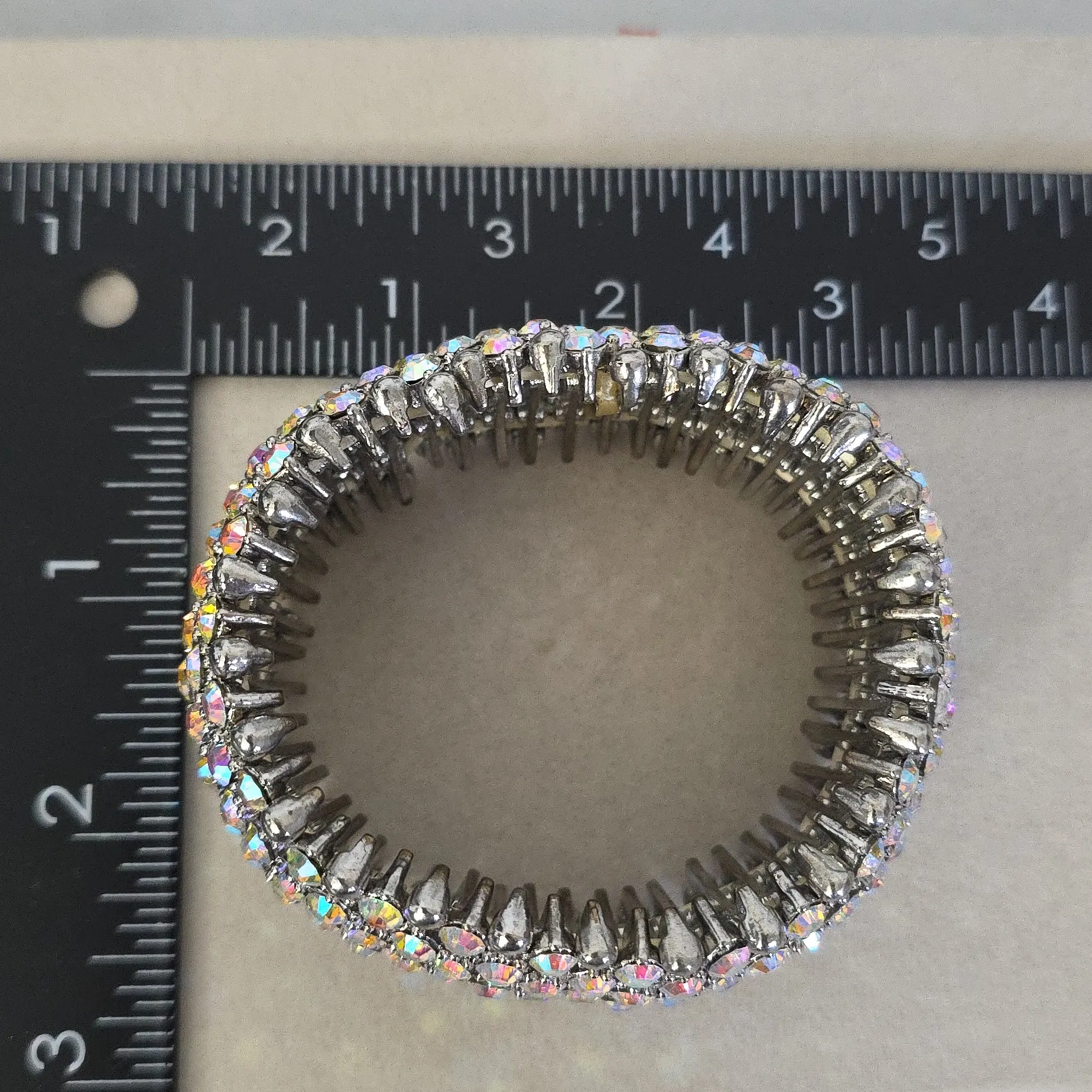 Vintage Statement Bling Bracelet Silver with AB Rhinestones - Image 6