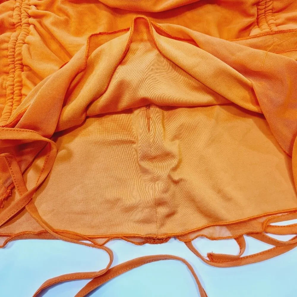 Superdown Indy Ruffle Skirt Set in Orange Small - Image 6