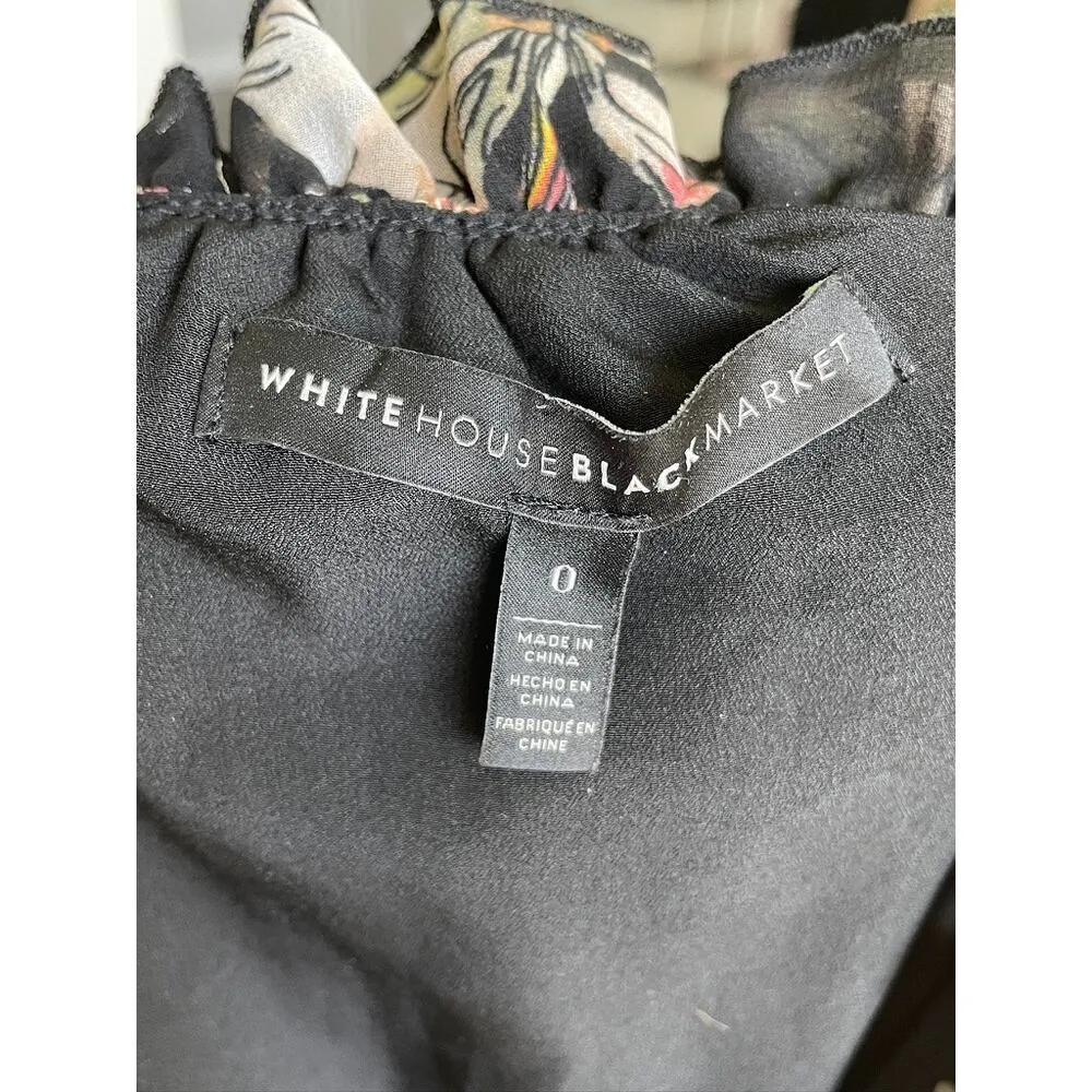 White House Black Market Black Floral Blouson Dress - Image 10