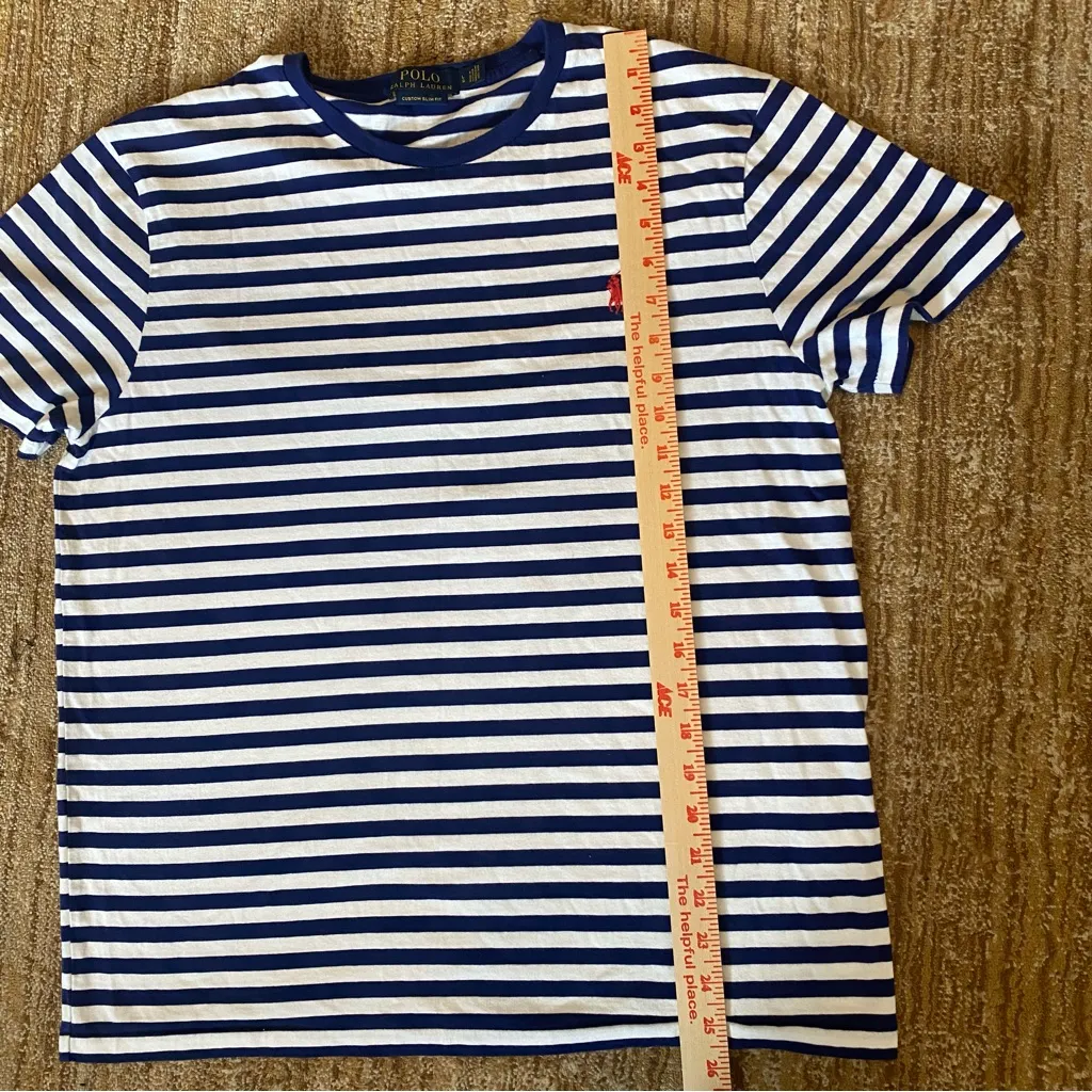 Polo Ralph Lauren Custom Slim Fit Stripe Top in Navy and White L - Image 9