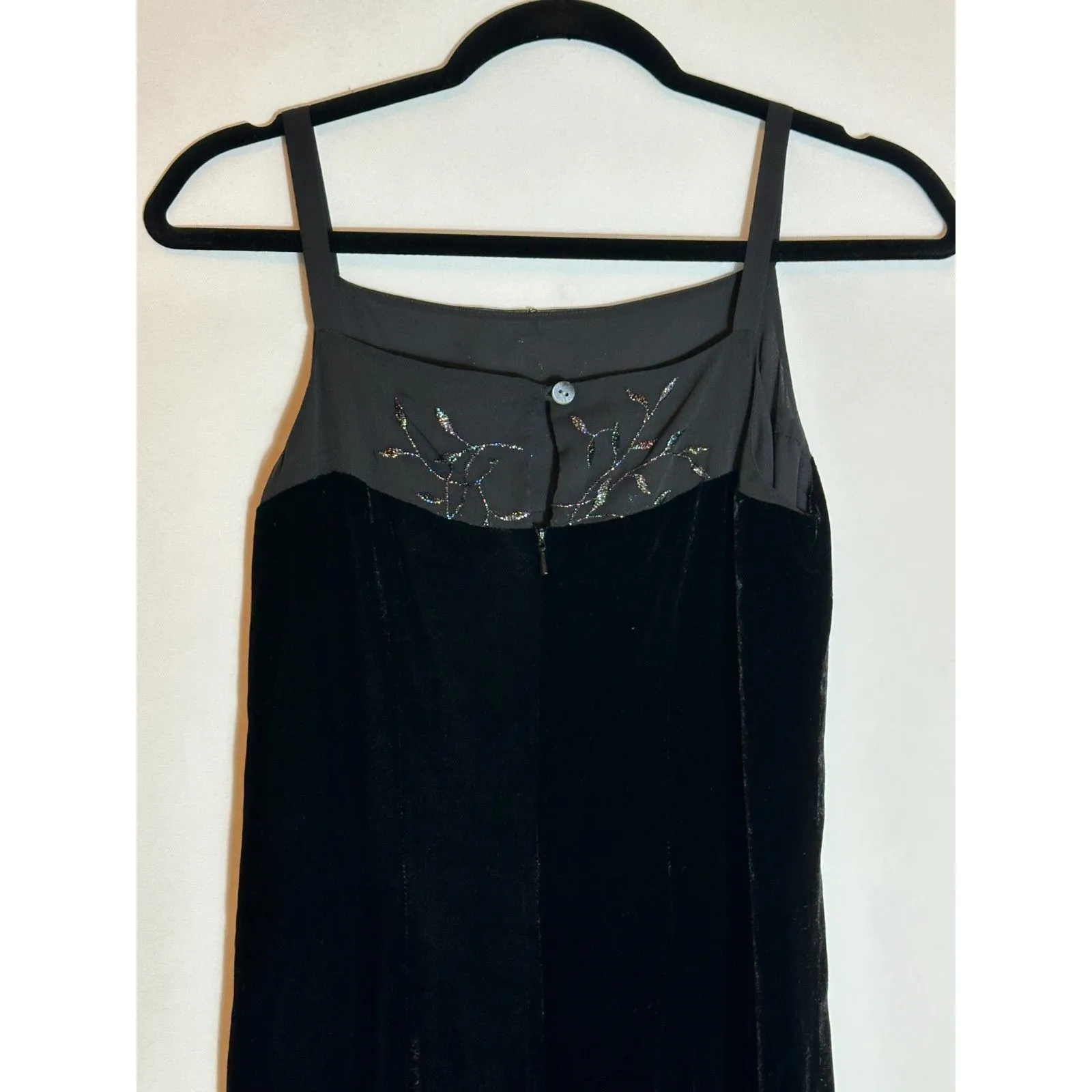 Vintage Tyler Boe Bejeweled Stretchy Velvet Maxi Dress Size 2 Black - Image 3