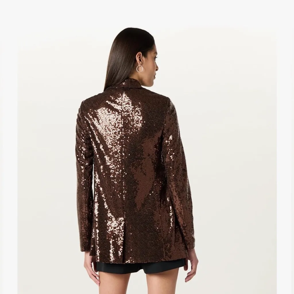NEW The Drop Brown Sequins Blake Long Blazer M $89 Size M - Image 2