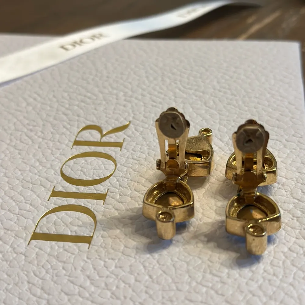 Christian Dior vintage colored rhinestone gold tone earrings - Image 4