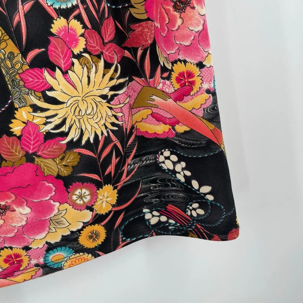 VINTAGE TRIXXI Skirt Size Medium Pull On Fairy Whimsy Goth Floral Babydoll Y2K Black - Image 9