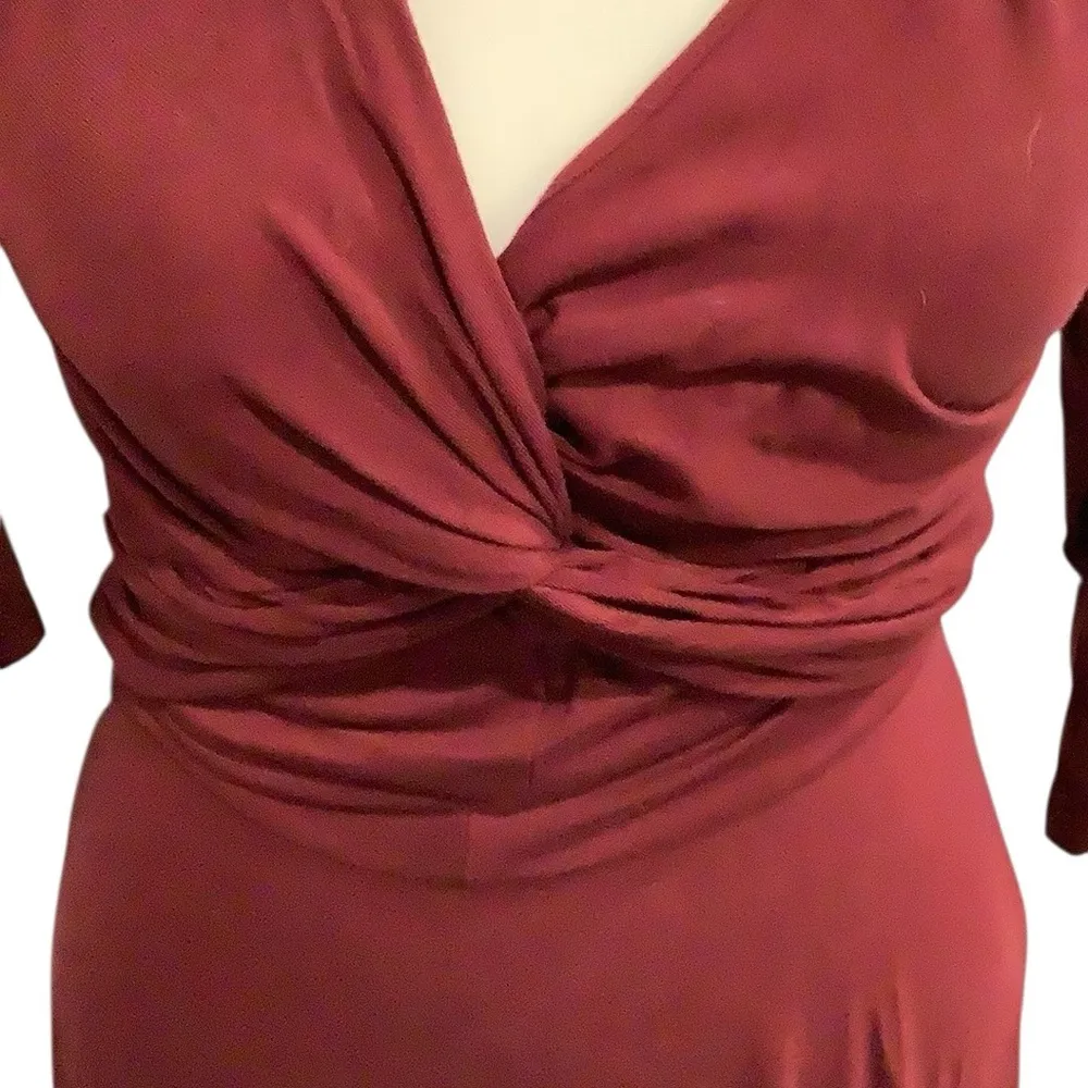 VENUS Maroon Burgundy  Ruched V Neck Front Dress Brand New - Image 3