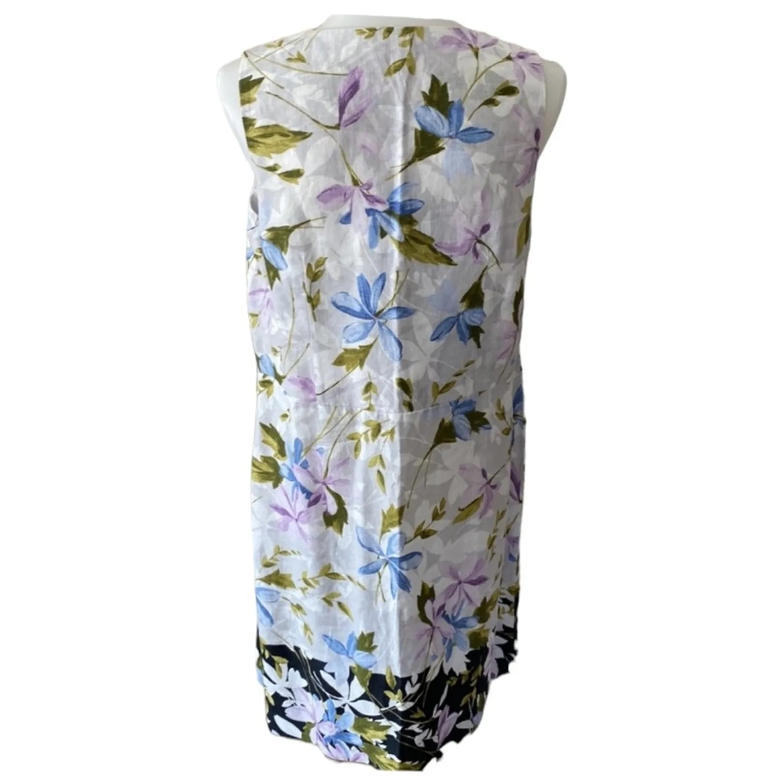 J. Jill Love Linen Dress MP Medium Petite Classic Dress Floral Boho PM Resort Gray Size undefined - Image 8