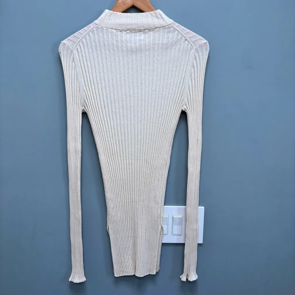 Apiece Apart Second Skin Rib Mockneck Top in Cream M - Image 5