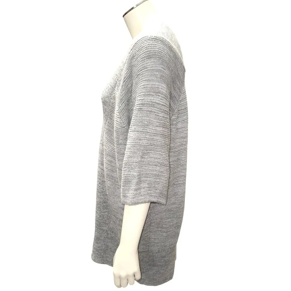 Apt. 9  Medium Gray Cardigan Open Front Lightweight Knit Drape Street Style BOHO - Image 3