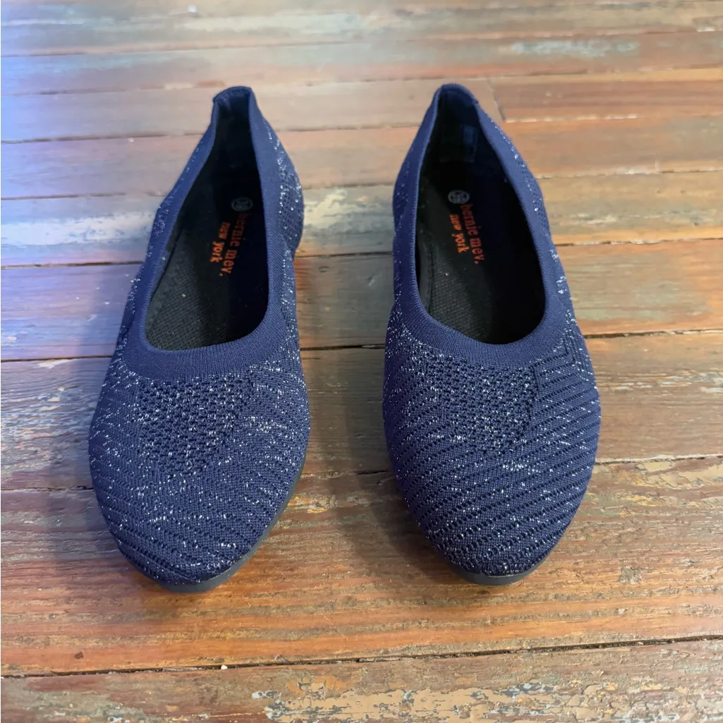 Bernie Mev Stretch Knit Navy and Silver Ballet Flats ~ Size 39 (8.5) 💛🍄 Blue - Image 2
