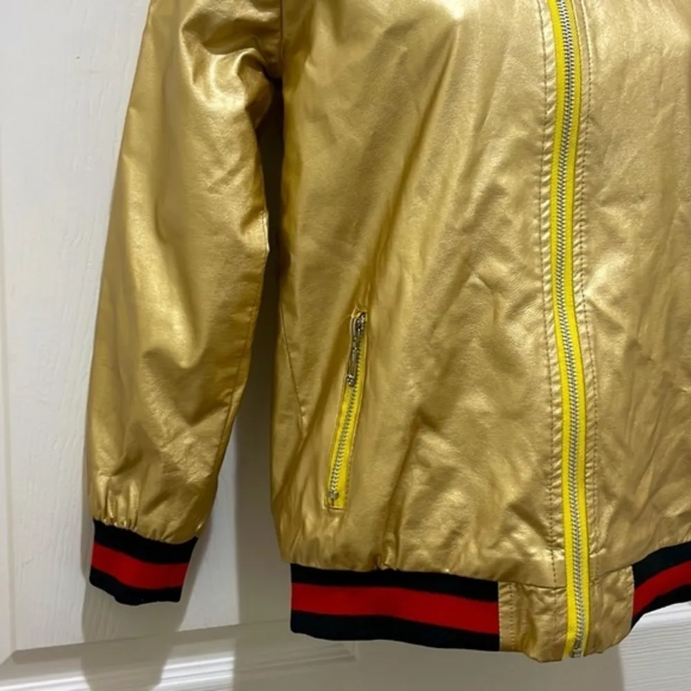 Fushi Metallic Gold Bomber Jacket Size XS - Image 3