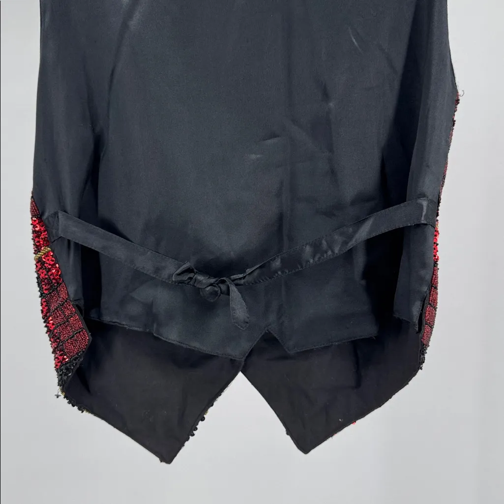 Theo Black Red Sequin Vest Dance Showbiz Bedazzled Jazz Theater holiday L Size L - Image 4