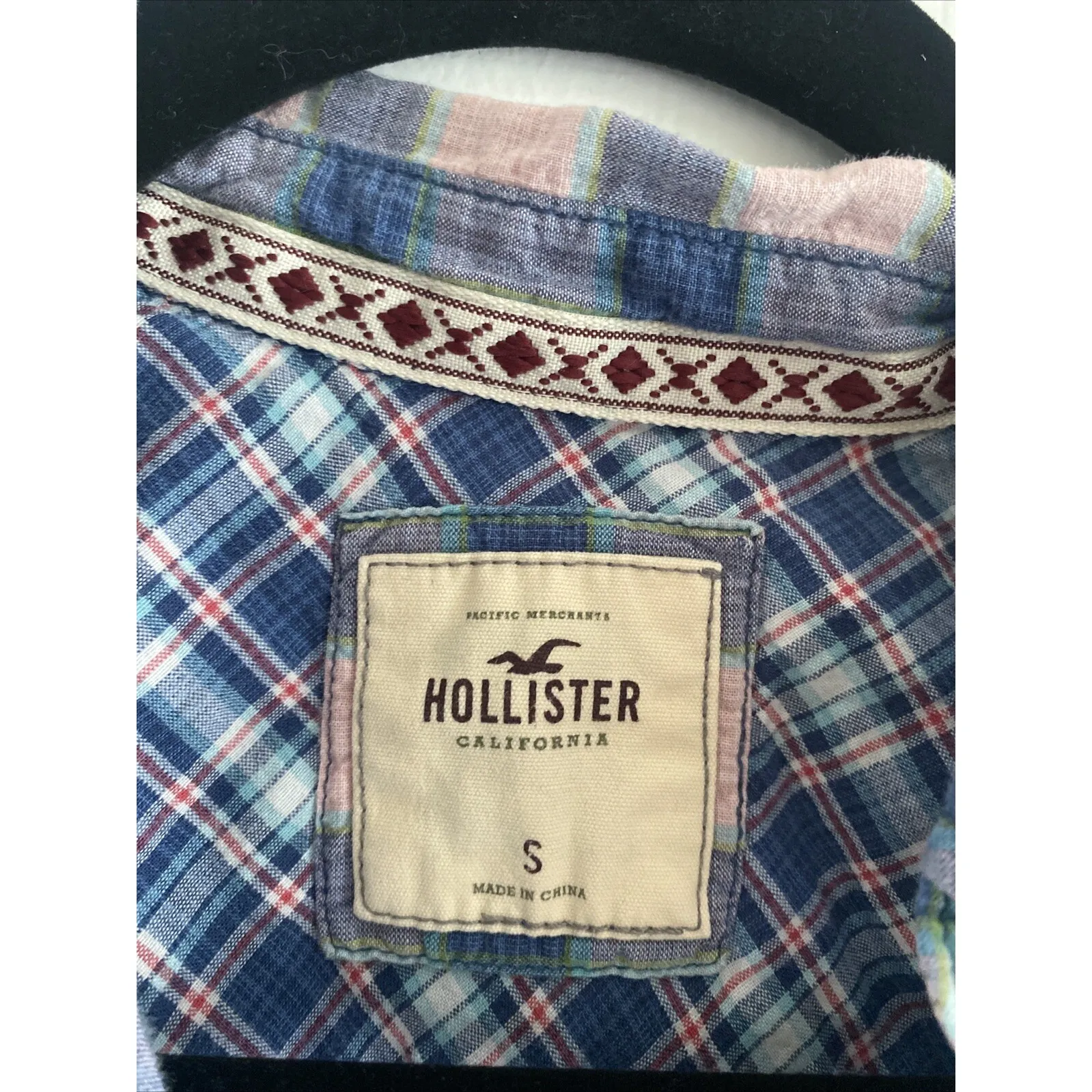 Hollister Women Small Pink Plaid Academia Preppy Button Down - Image 3