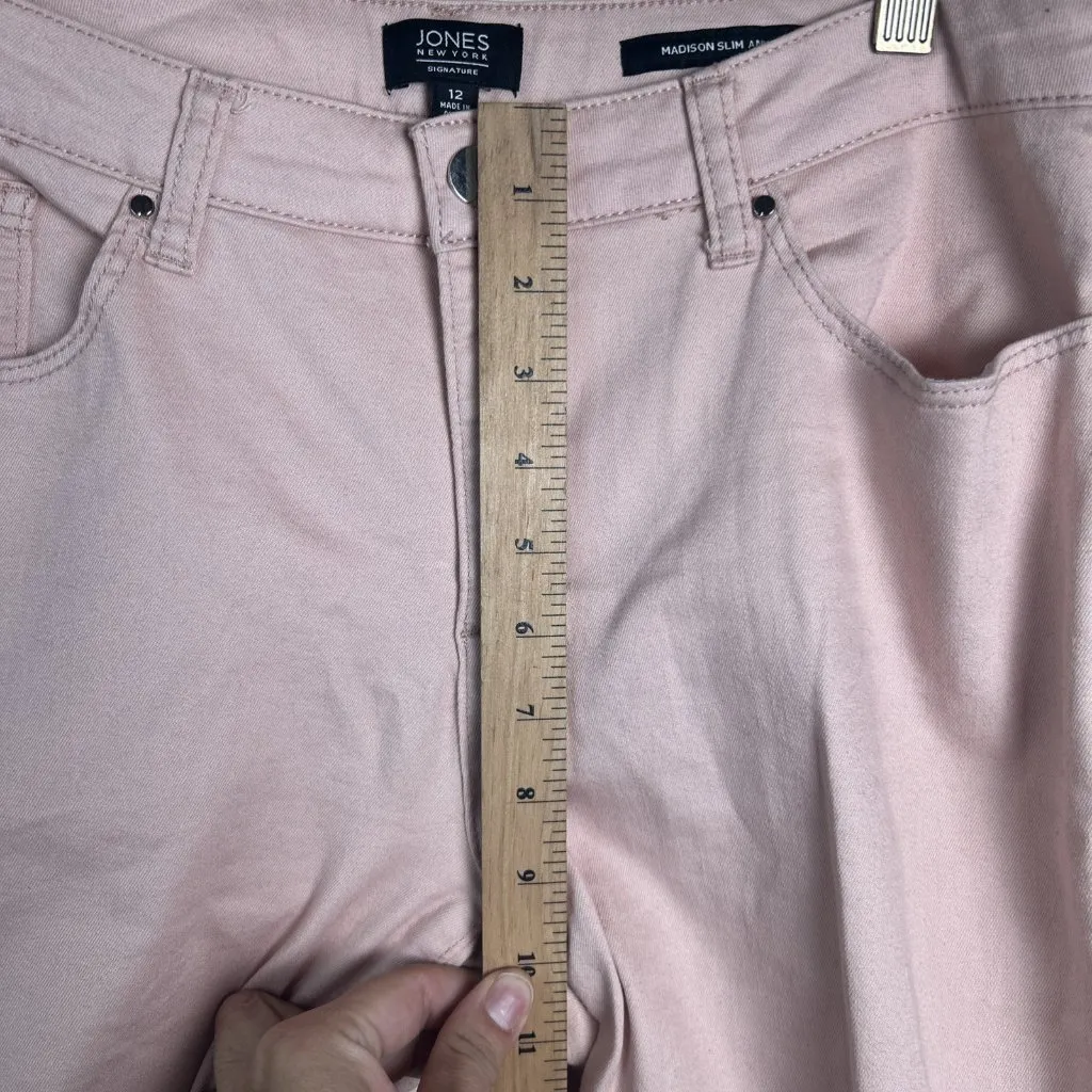 Jones New York Madison Skinny Ankle Jeans Women's 12 Pink Denim Stretch Low-Rise - Image 7