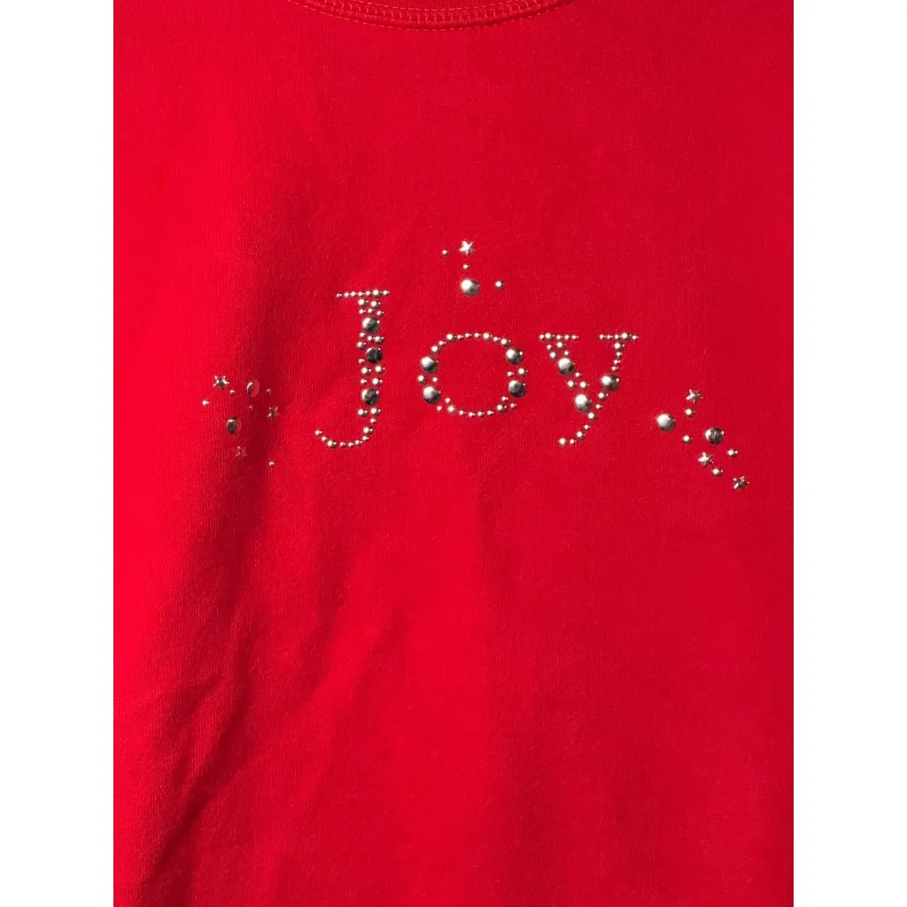 VTG Classic Elements Red Joy Embellished Crewneck Sweatshirt Women's SZ M Cotton - Image 2