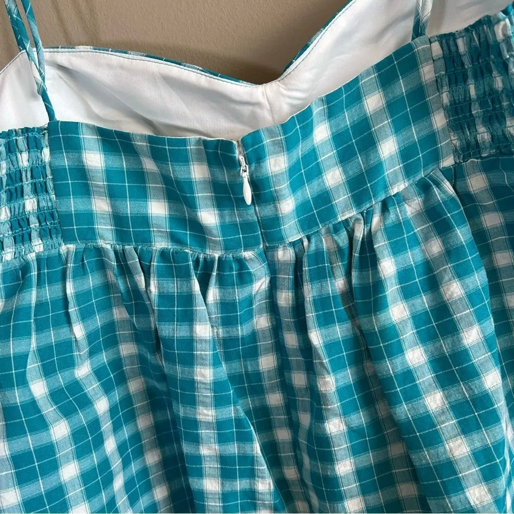 ✨ Amanda Uprichard Women’s Blue White Gingham Tank Top Large - Image 6