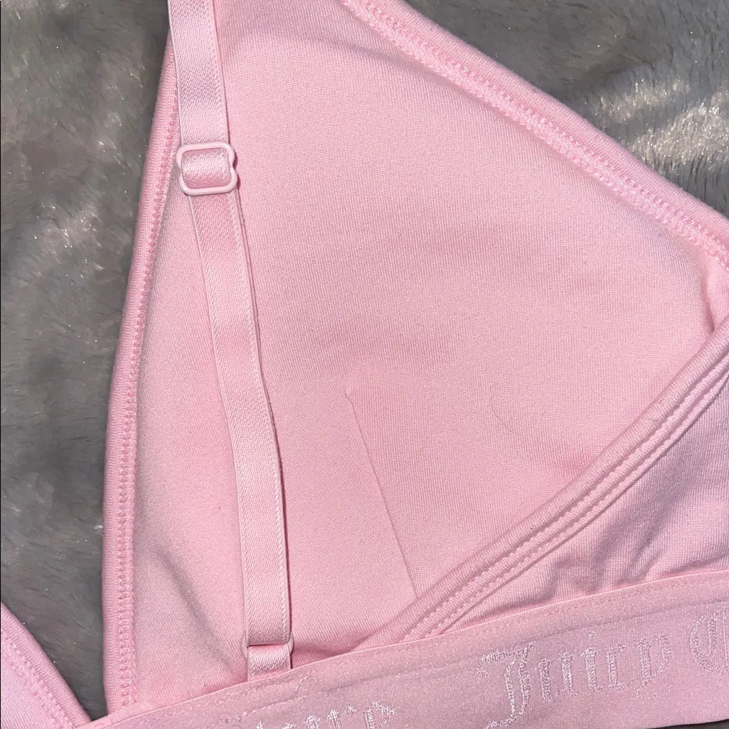 Juicy Couture Pink Bralette L | Logo Band | Soft Stretch Sleepwear - Image 7
