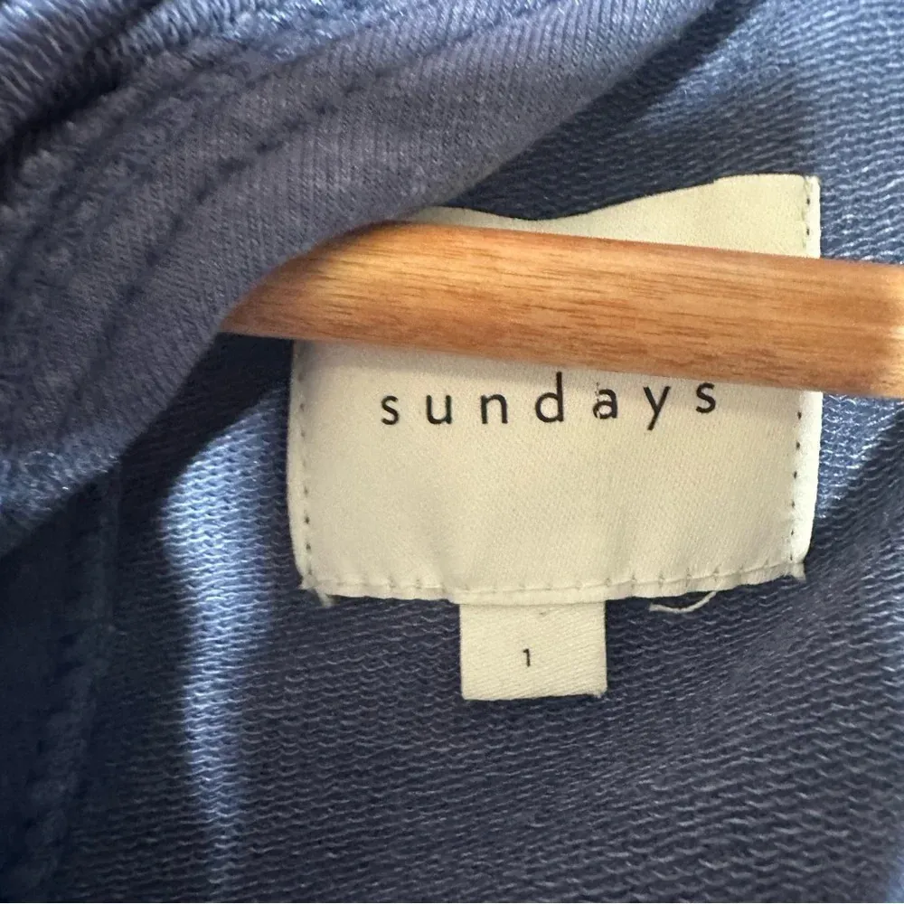 Sundays Anthropologie Blue Sleeveless Mock High Neck Sweatshirt Dress Small - Image 4