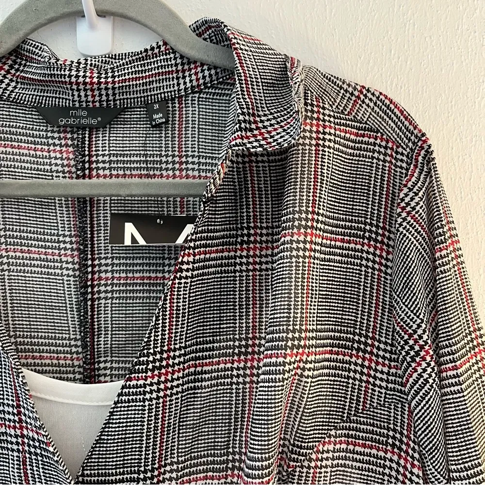 Mlle Gabrielle Dress Professional Plaid Blouse Top Black Skirt Dress Sz 2X NWT - Image 7