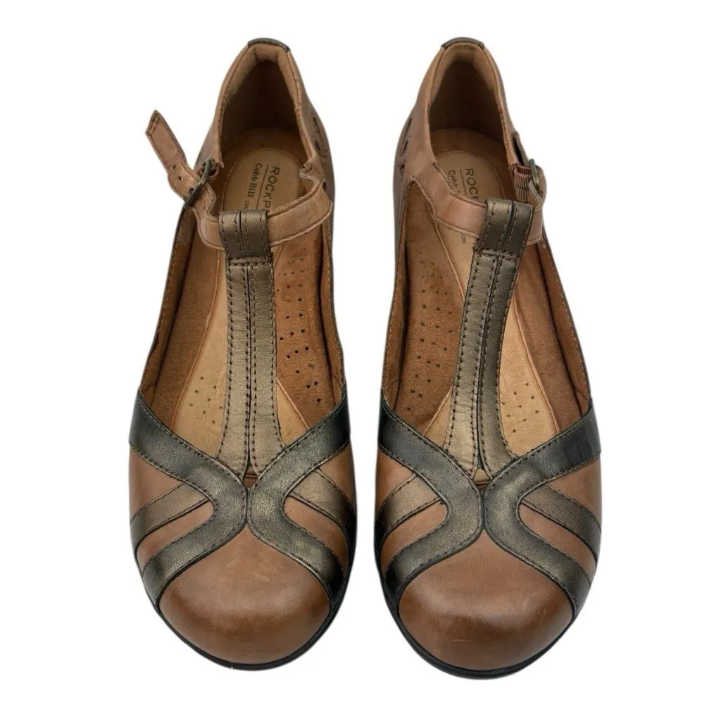 Rockport Cobb Hill Angelina Shoe Womens 8.5 Brown Leather Comfort Mary Jane Heel - Image 2