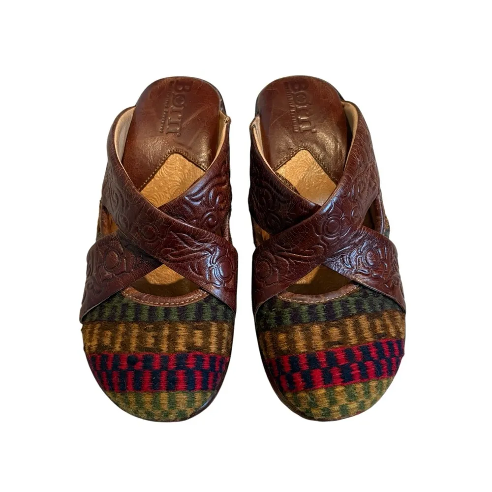 Born Y2K Leather and Wool Mules/Clogs Brown Size 6 - Image 3