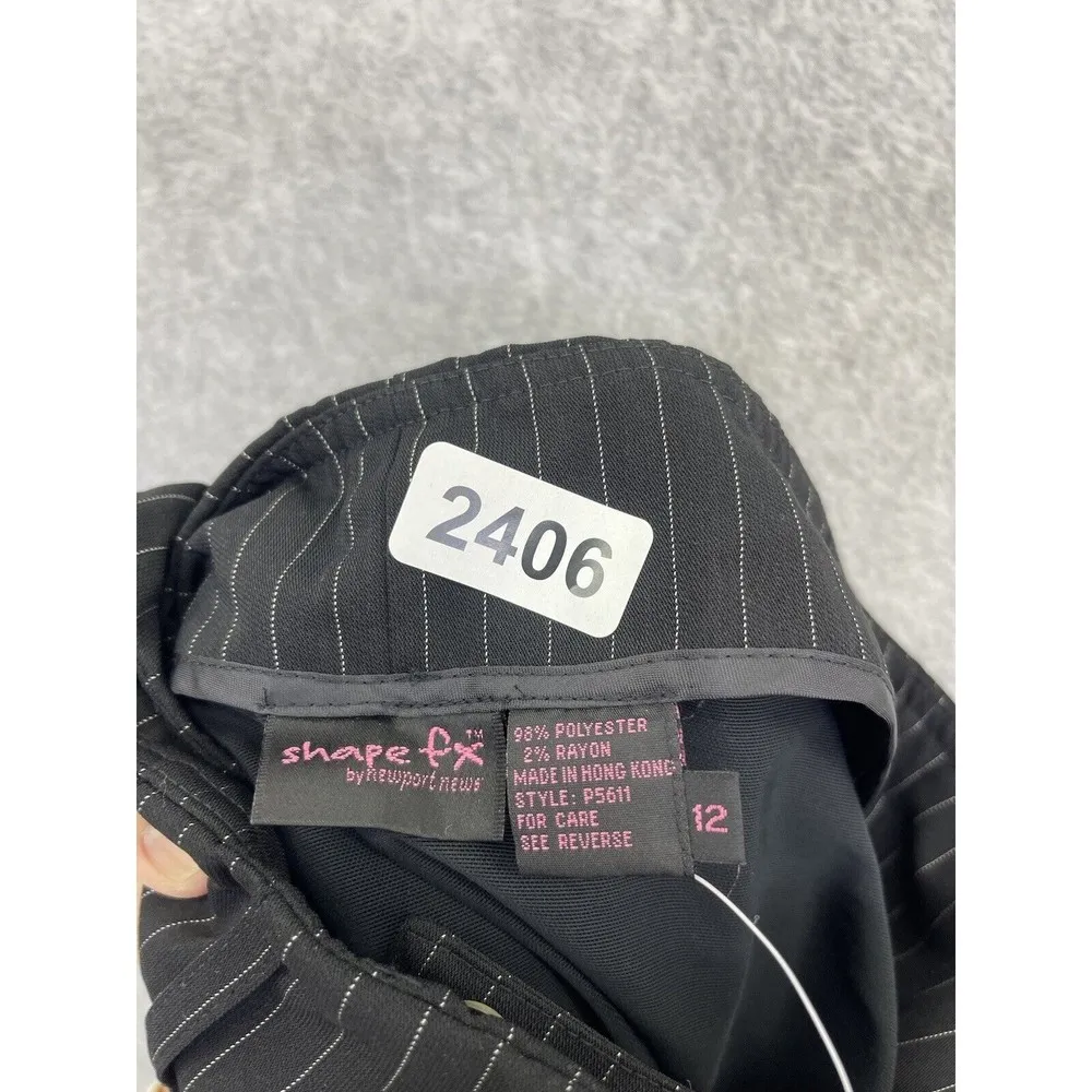 Shape FX Women's Trouser Pants Micro Striped Black Size 12 Wide Leg - Image 6