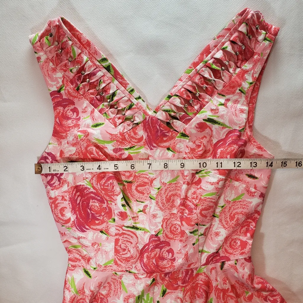 NWOT Unique Vintage floral white pink and green dress size XS - Image 7