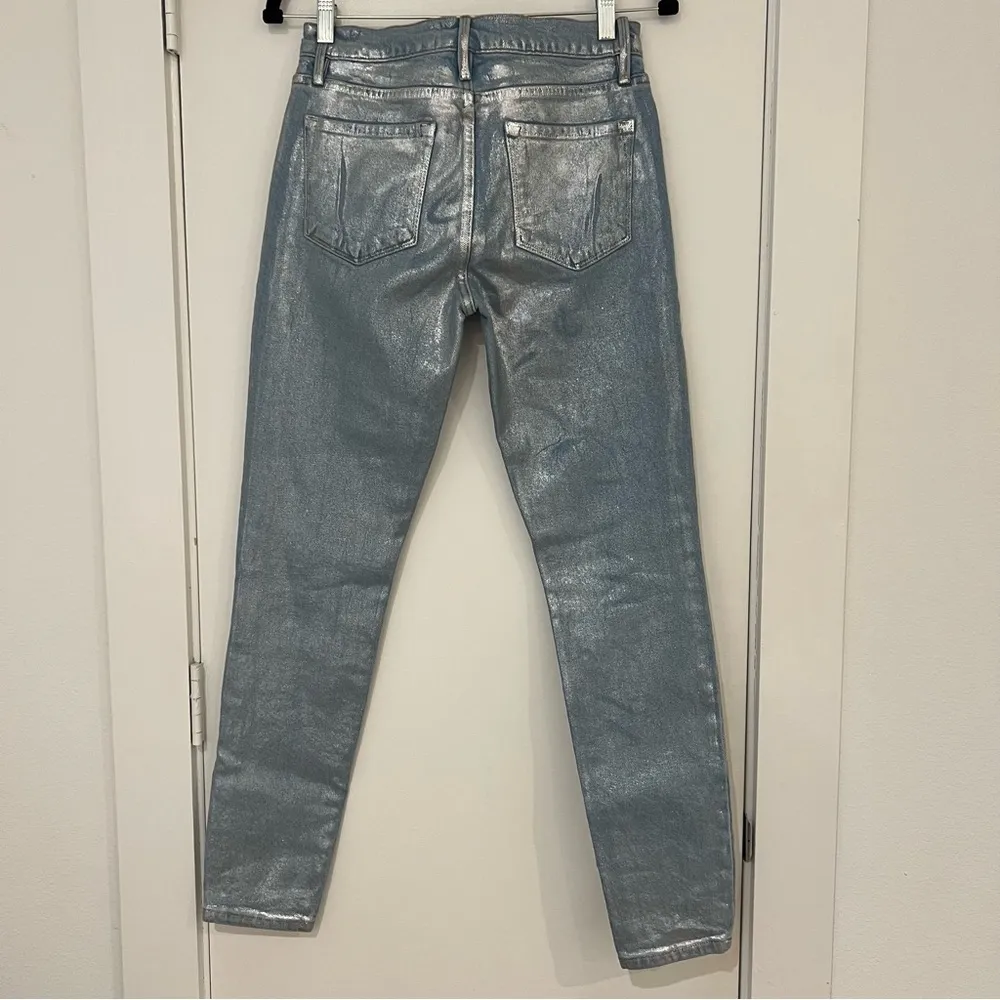 FRAME Le Skinny De Jeanne In Chrome Blue Silver High Waist - Image 3