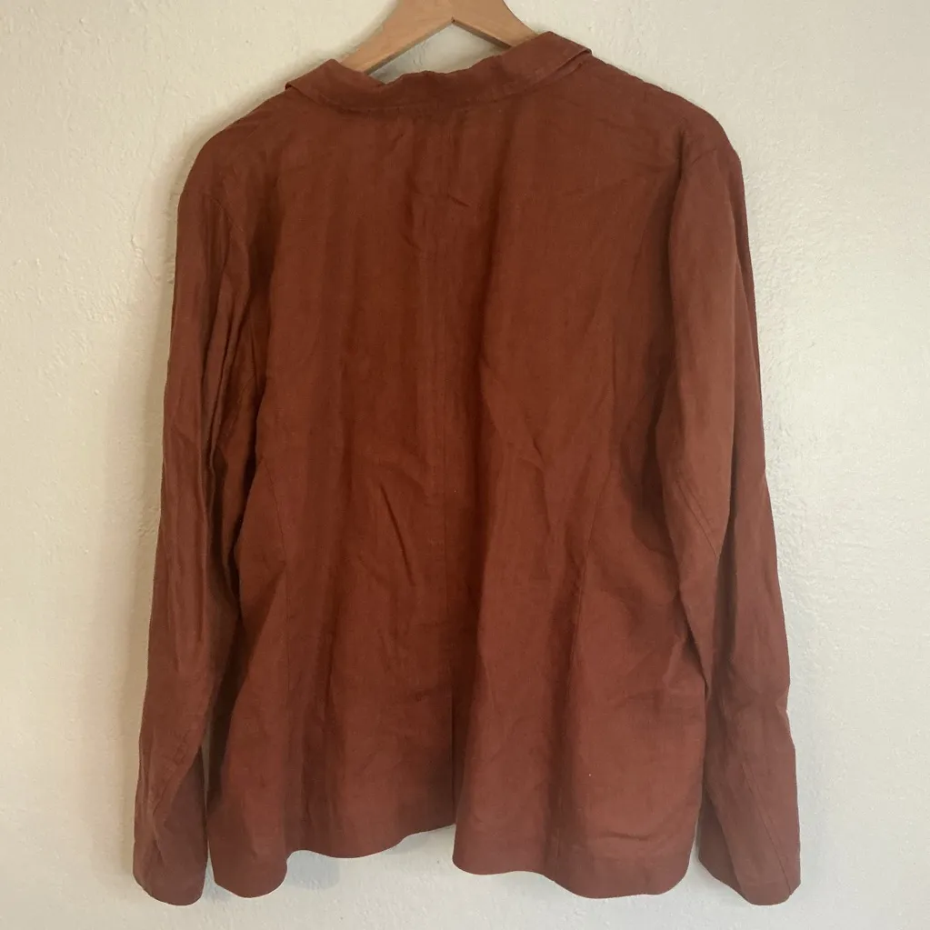 Eileen Fisher Women's Organic Linen Blazer Jacket Rust Orange size XL - Image 9
