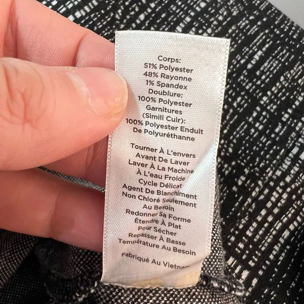 Talbots 3/4 Sleeves Black White Print Stretch Sheath Dress Size 12P - Image 9