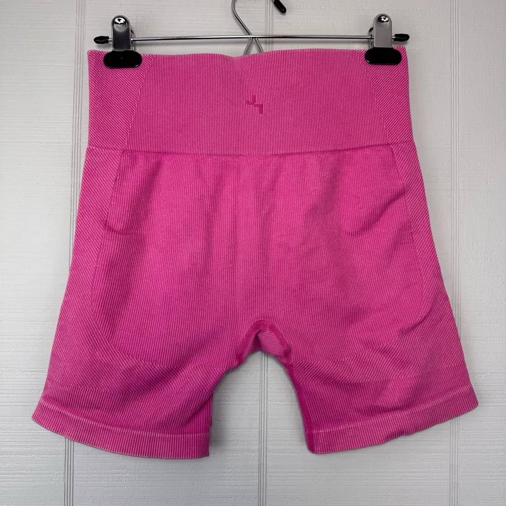 Joy Lab Hot Pink Ribbed Biker Shorts High Waisted Workout Gym Exercise M - Image 3