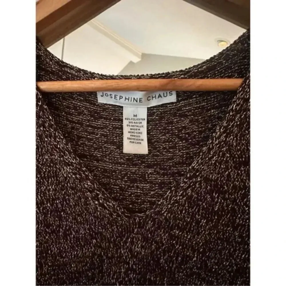 Josephine Chaus‎ Metallic Sleeveless Sweater Size Medium Gold/Brown - Image 2