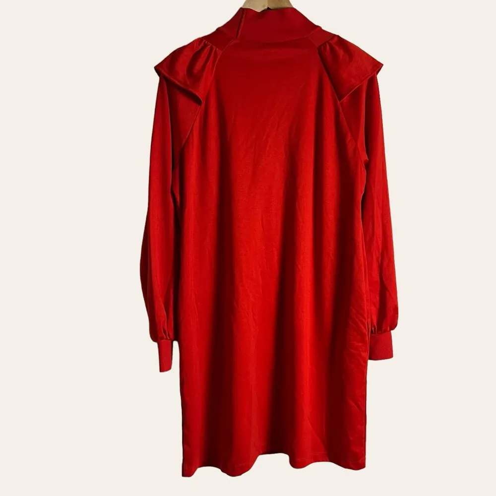Who What Wear Red Long Sleeve Ruffled Mock Neck Sweater Dress Size L - Image 10