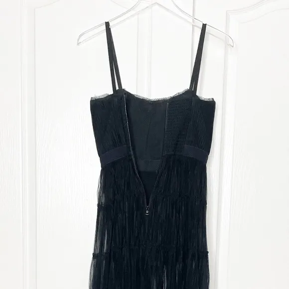 NWT Alice + Olivia Deena Pleated Maxi Dress with Hot Pants‎ Size 2 Black - Image 7