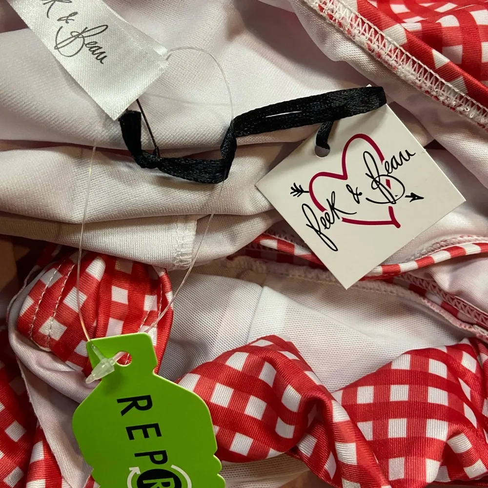 PEEK & BEAU FULLER BUST CUT OUT FRILL SWIMSUIT IN RED GINGHAM NWT 38D/DD - Image 8