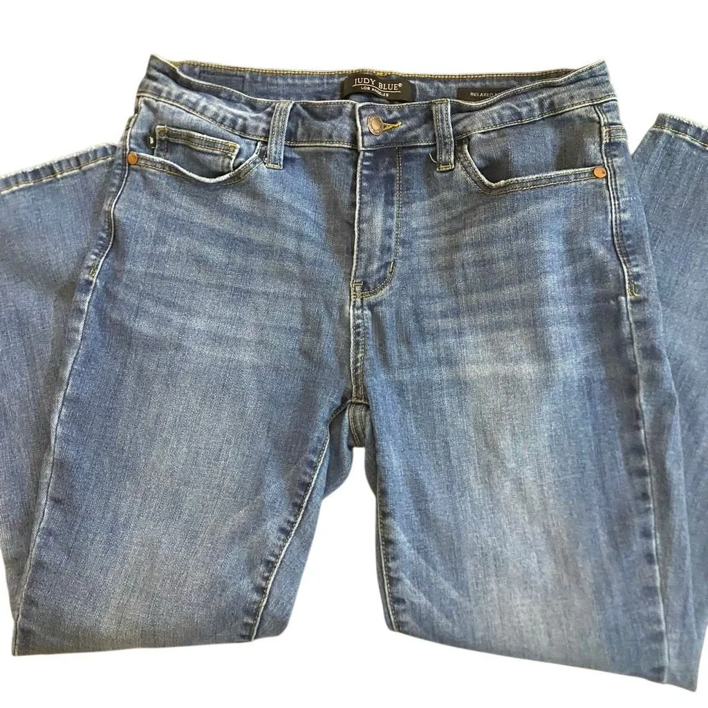 Judy Blue Relaxed Fit Angie Straight Leg Distressed Jeans JB82102DK Size 31 - Image 15