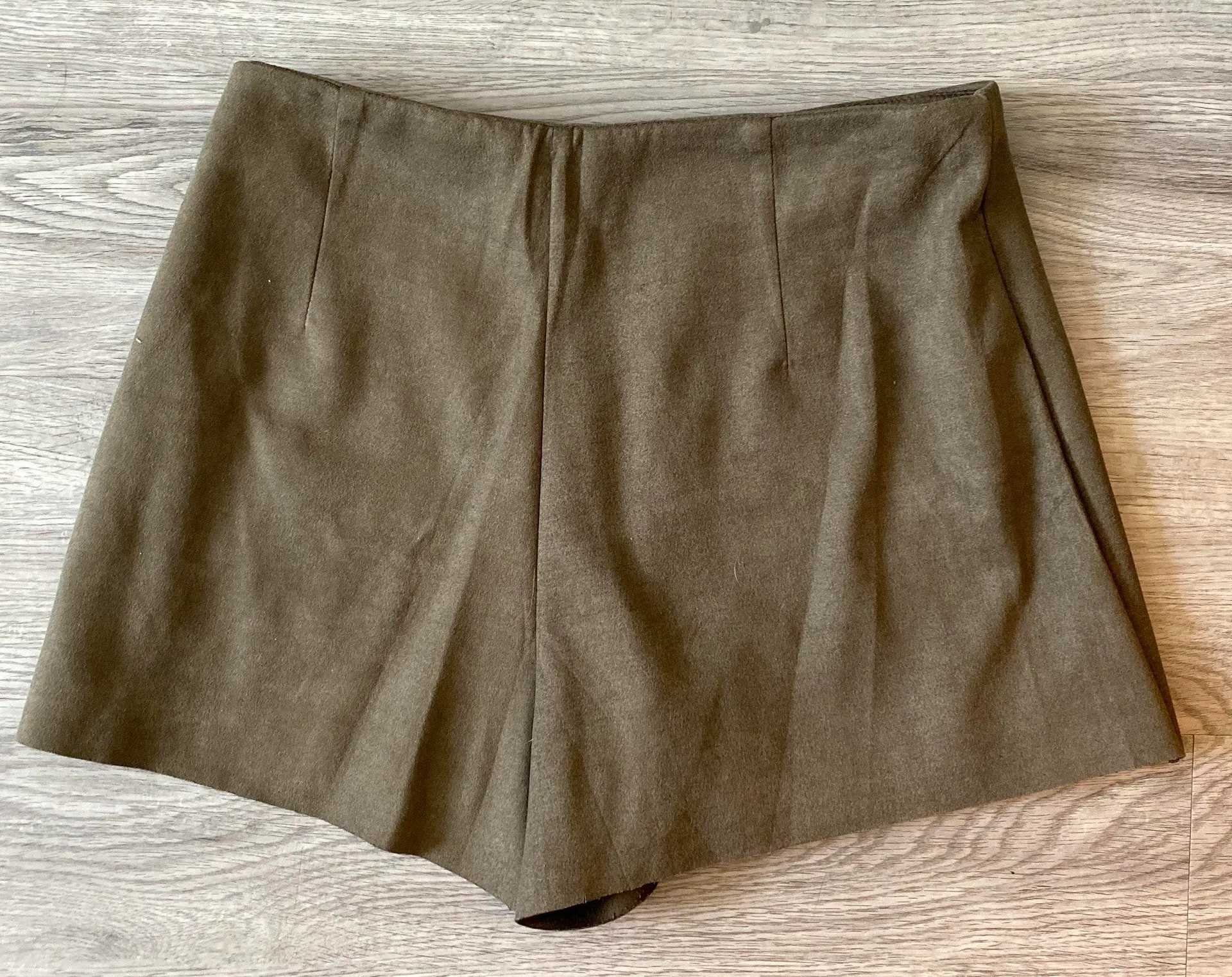 Olive Green Suede Skort - Image 2