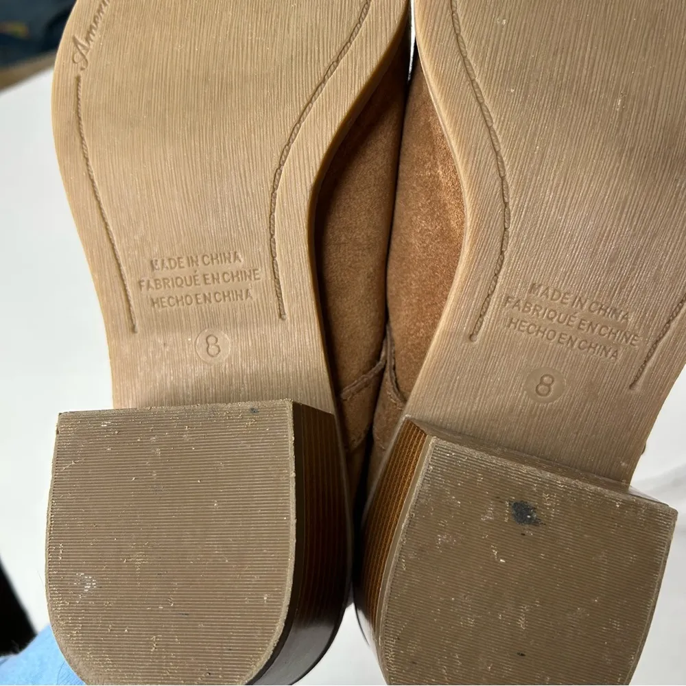 American Eagle leather tan Suede Mules 8 western design - Image 8