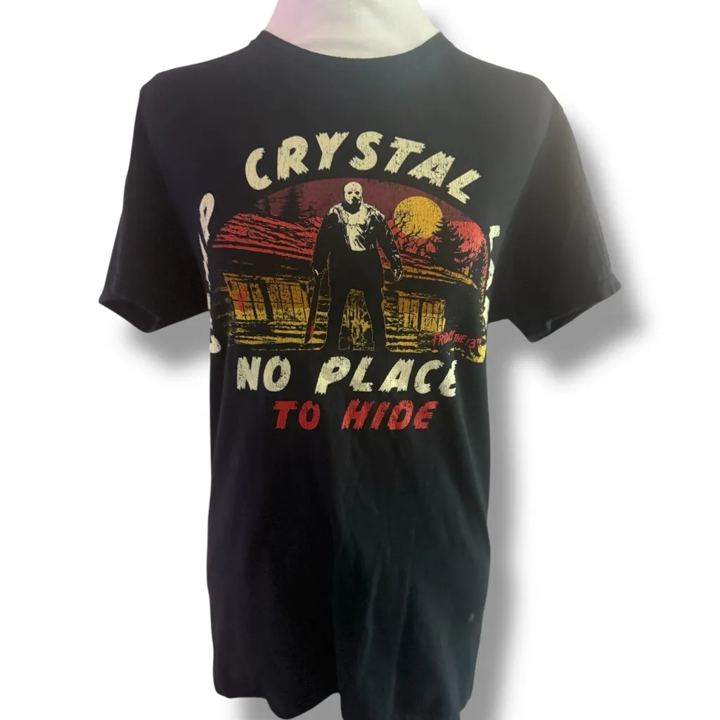 Vintage Y2K Women’s Friday The 13th Camp Crystal Lake Shirt Size S Black - Image 2