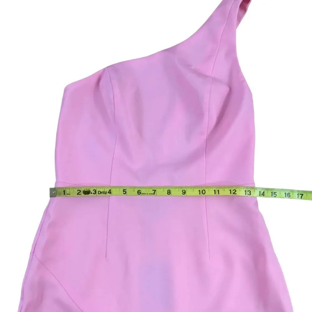 Revolve NBD Lapsey Long Maxi One Shoulder Side Slit Barbiecore Gown Dress Sz S - Image 4