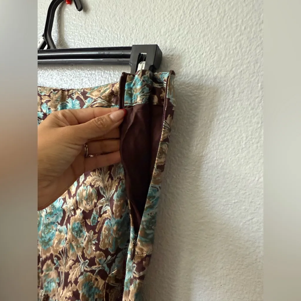 Vintage Banana Republic Floral Asymmetrical Midi Skirt | Boho Brown | Size 6 - Image 4