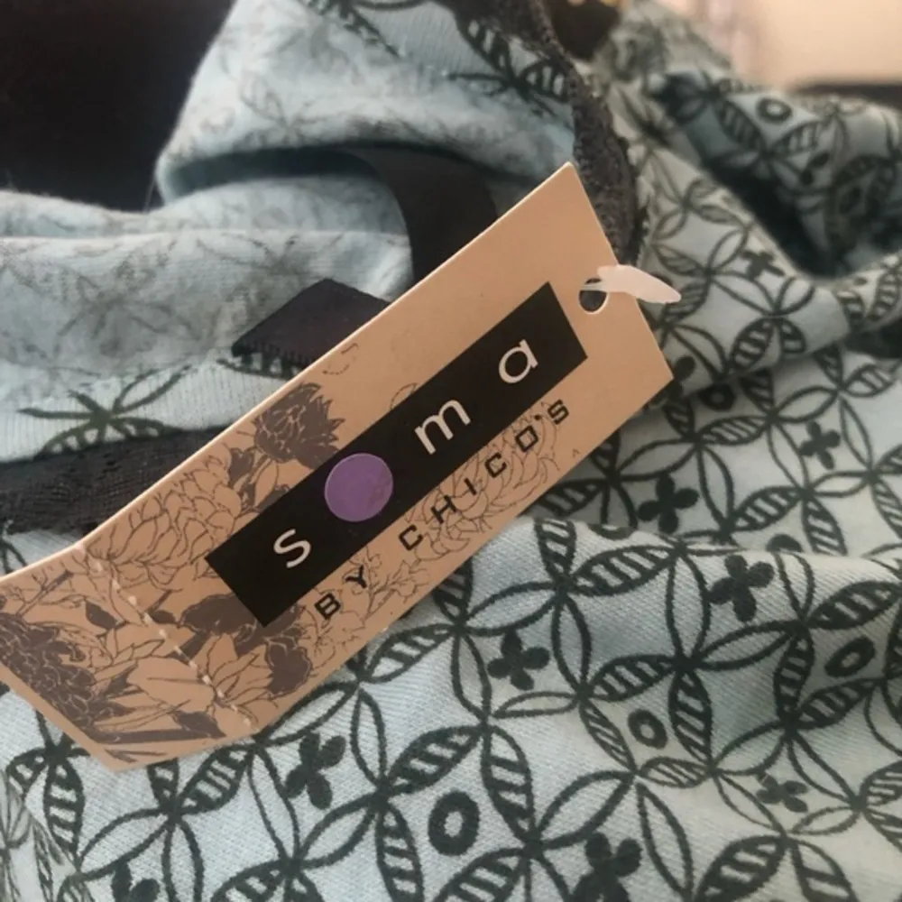 💙SALE 3/$25 SOMA BY CHICOS ANASTASIA PELA KIMONO PATCHWORK CROSSOVER TOP BLUE - Image 3